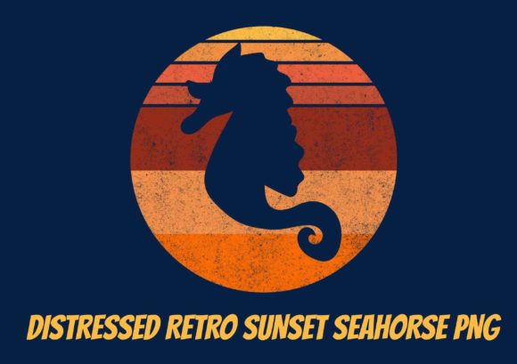 Distressed Retro Sunset Seahorse