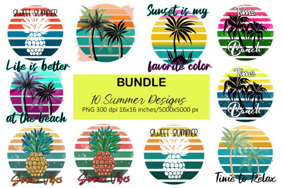 Summer Retro Circle Sublimation Bundle
